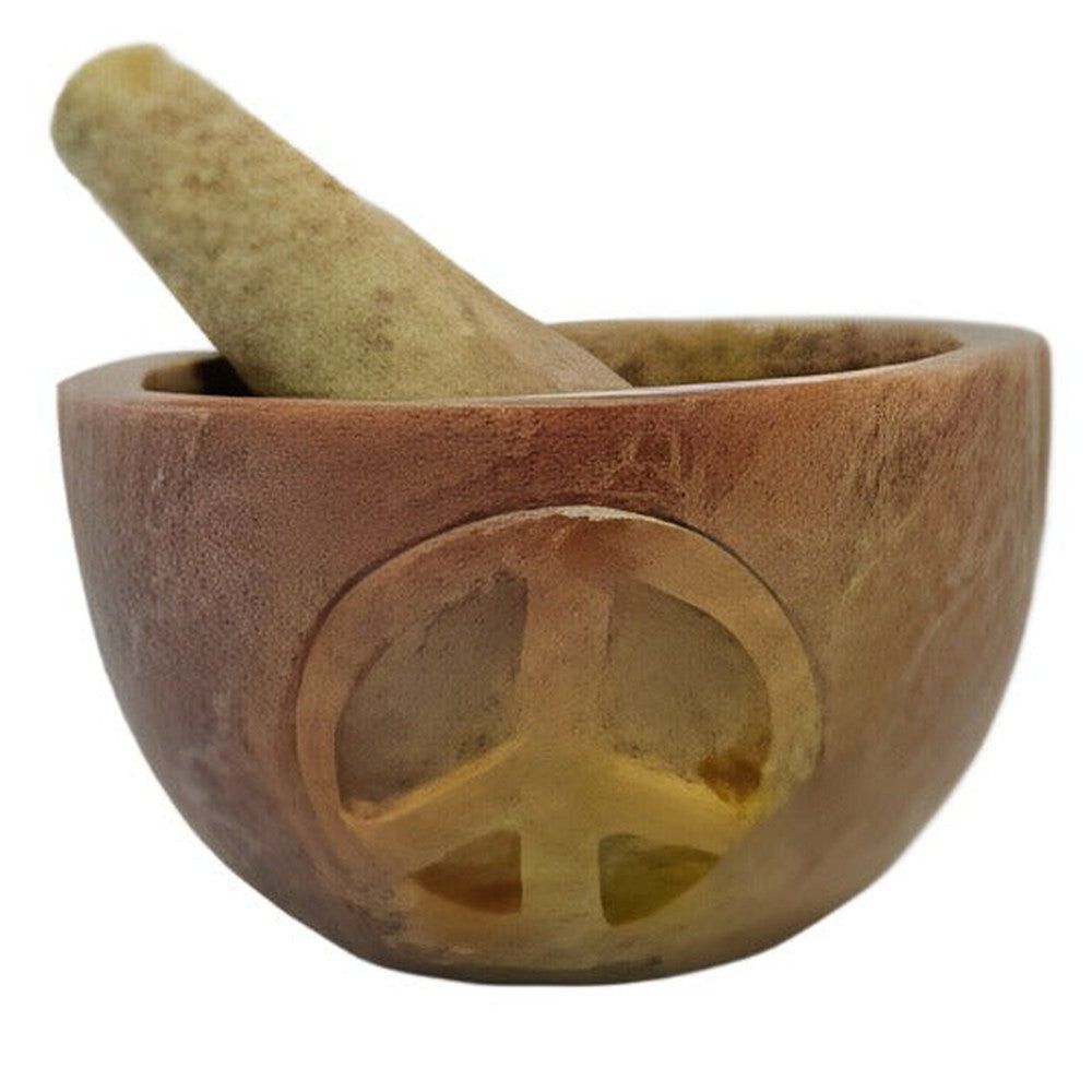 4.5&quot; Peace Natural Soapstone Mortar and Pestle, SKU D01-SOB42, UPC 700317373704
