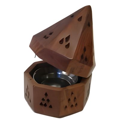 5.5&quot; Wooden Temple Cone/Charcoal Burner, SKU A03-03-WTB, UPC 700317379621