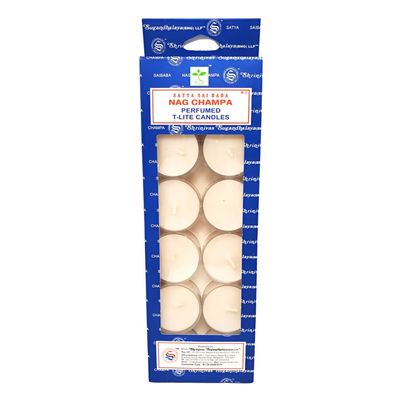 Satya Tealight Candles (12 in Box) - Nag Champa, SKU NCTL, UPC 700317302094