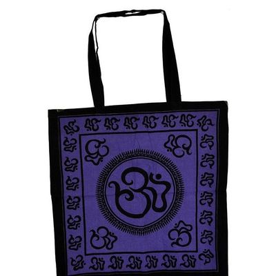 18&quot; x 18&quot; Om Purple &amp; Black Tote Bag, SKU Z025-SC74-OM, UPC 700317380450