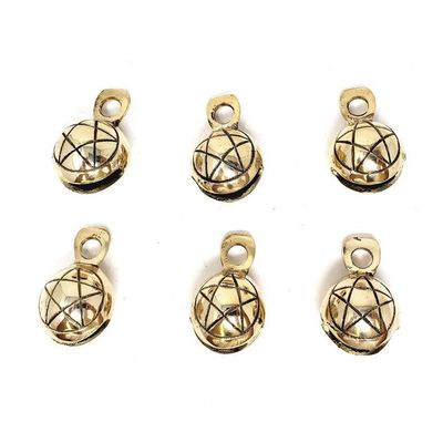 2&quot; Pentagram Carved Ghungroo Brass Bell, SKU F08-32-4414-1, UPC 700317387022