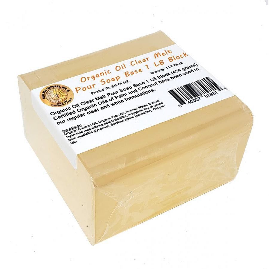 Organic Oil Clear Melt and Pour Block Soap Base, SKU B03-01-SM-ORC, UPC 700317354819
