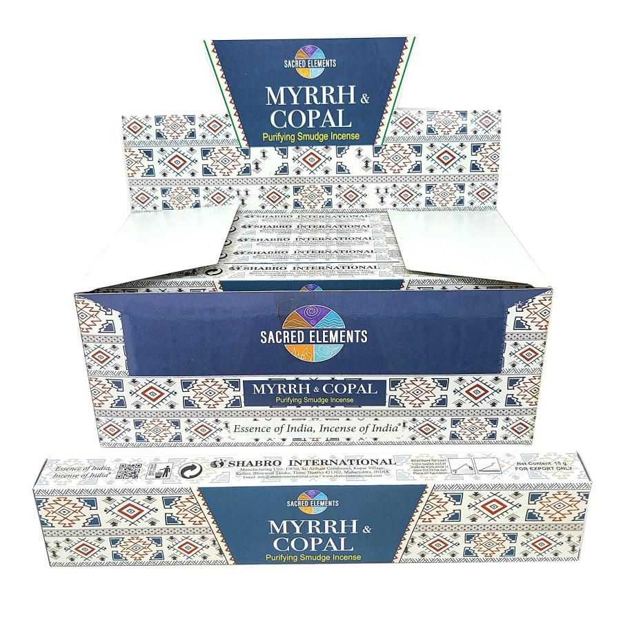 Sacred Elements Smudge Incense Sticks 15 grams - Myrrh &amp; Copal, SKU C08-03-HEM15-12, UPC 7003173755…