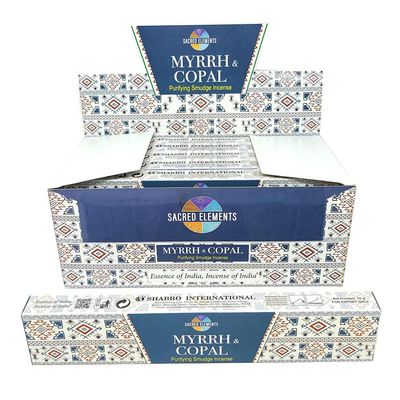 Sacred Elements Smudge Incense Sticks 15 grams - Myrrh &amp; Copal, SKU C08-03-HEM15-12, UPC 7003173755…