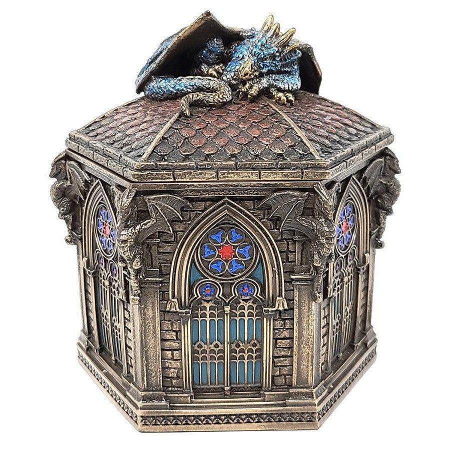 5&quot; Resting Dragon on Cathedral Display Box, SKU 78006A4, UPC 700317382799