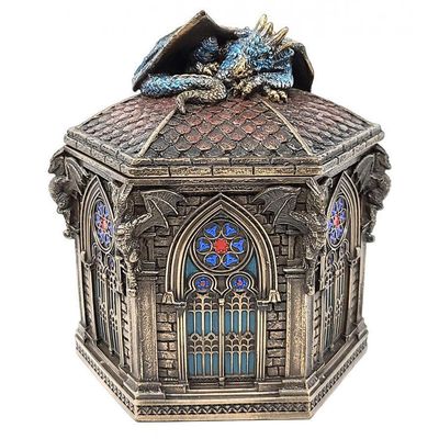 5&quot; Resting Dragon on Cathedral Display Box, SKU 78006A4, UPC 700317382799
