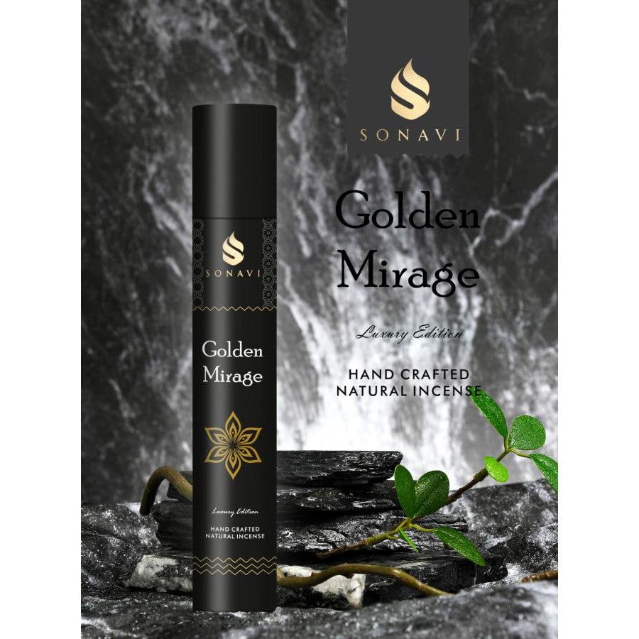 SONAVI Luxury Edition Incense Sticks - Golden Mirage (50 Grams), SKU SA-GM50, UPC 700317380627