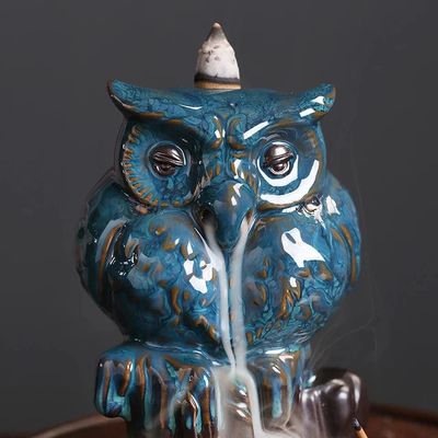 5.5&quot; Owl Backflow Cone Incense Burner, SKU B04-BFL-04, UPC 700317380757