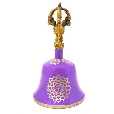 5.5&quot; Violet Crown Tibetan Hand Bell (Note &quot;B&quot;), SKU 91041-V, UPC 700317303299
