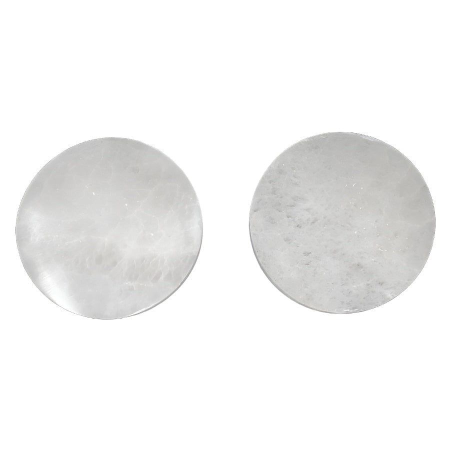 4&quot; Selenite Charging Plate / Altar Tile - Polished Circle / Moon, SKU L03-48-SEL-Plain-4-1, UPC 700…
