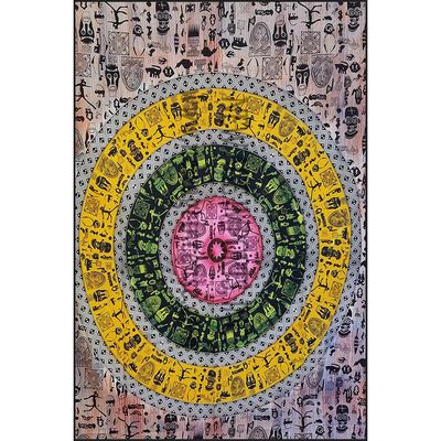 54&quot; x 86&quot; African Mandala Multi Color Tapestry, SKU X224-TST-AFM, UPC 700317380115