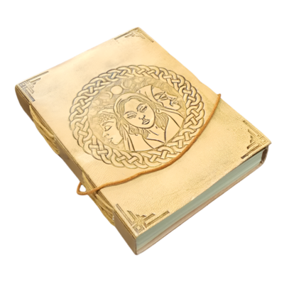 5&quot; x 7&quot; Mother Maiden Crone Embossed Leather Journal with Wrap, SKU JB75-MMC, UPC 700317418689
