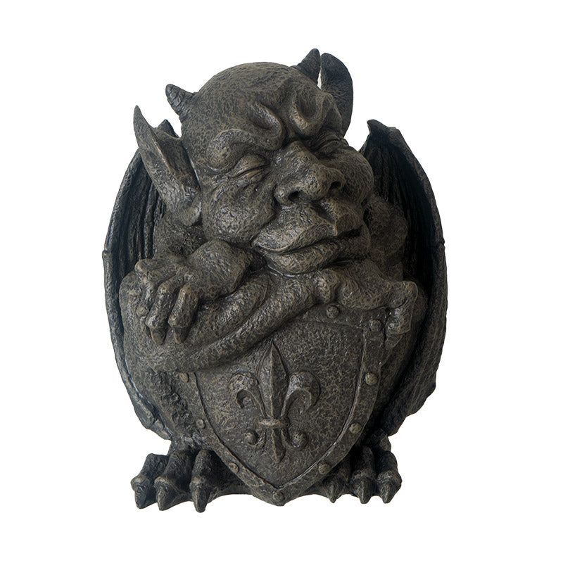 10.5&quot; Resting Gargoyle with Shield Statue, SKU PG-15939, UPC 700317396956