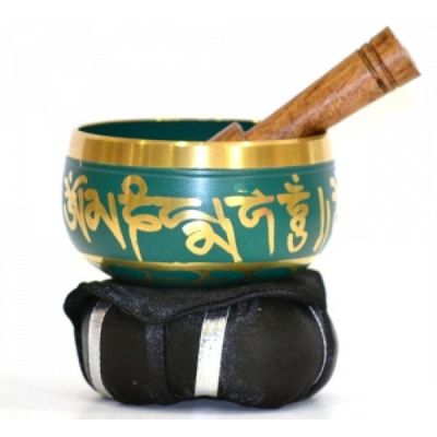 3&quot; Tibetan Singing Bowl with Cushion - Green, SKU G02-SB3-G, UPC 700317370970