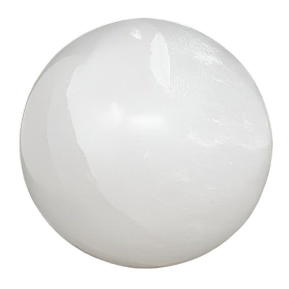 80 mm Gemstone Sphere - Selenite, SKU A02-03-SEL-Sphere-W7, UPC 700317395904