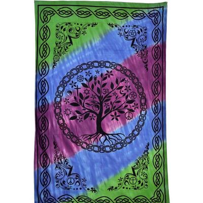 72&quot; x 108&quot; Tree of Life Tie Dye Tapestry, SKU X025-CPS-TS, UPC 700317379928