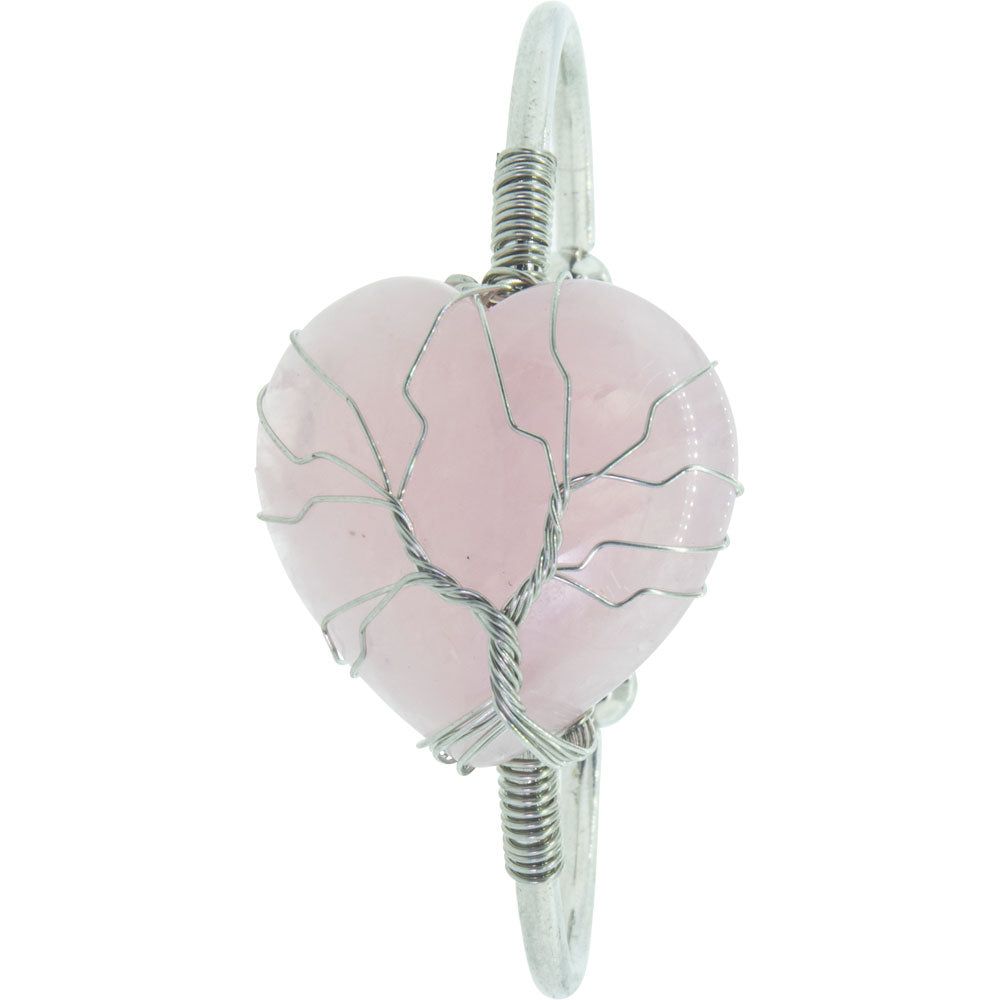Wire Wrapped Adjustable Bracelet - Rose Quartz Heart, SKU KH-98871, UPC 700317311522