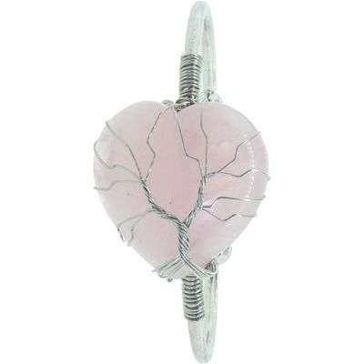 Wire Wrapped Adjustable Bracelet - Rose Quartz Heart, SKU KH-98871, UPC 700317311522