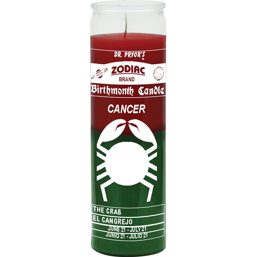 7 Day Glass Candle 2 Color Zodiac Cancer - Red / Green, SKU WP-576-087, UPC 700317392491
