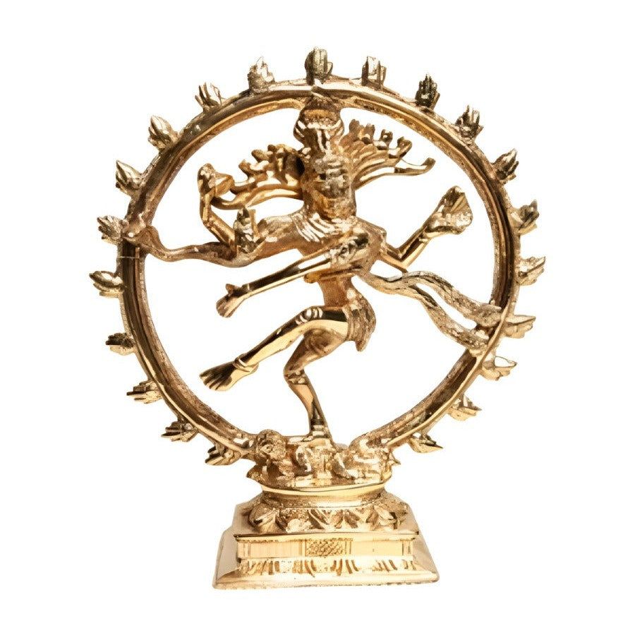 9&quot; Shiva Natraj Solid Brass Statue, SKU G08-7736B, UPC 700317383307
