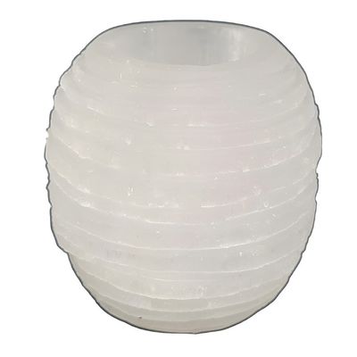 3.75&quot; Selenite Snowball Hand Tealight Candle Holder, SKU A01-SELCH-SN, UPC 700317382959