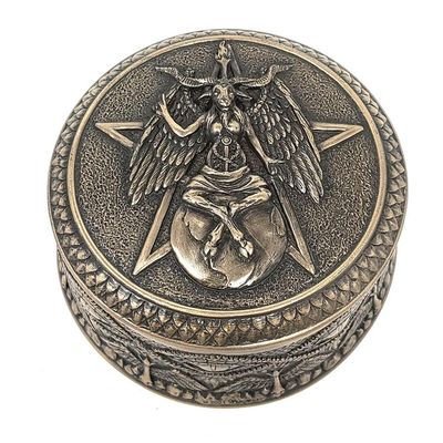 4&quot; Baphomet Pentagram Round Trinket Display Box, SKU 77876A1, UPC 700317382829