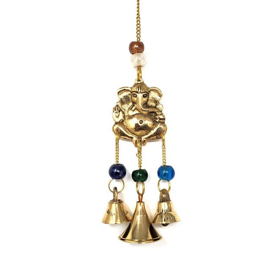 9&quot; Ganesha Brass Wind Chime, SKU F06-051-7511, UPC 700317378006