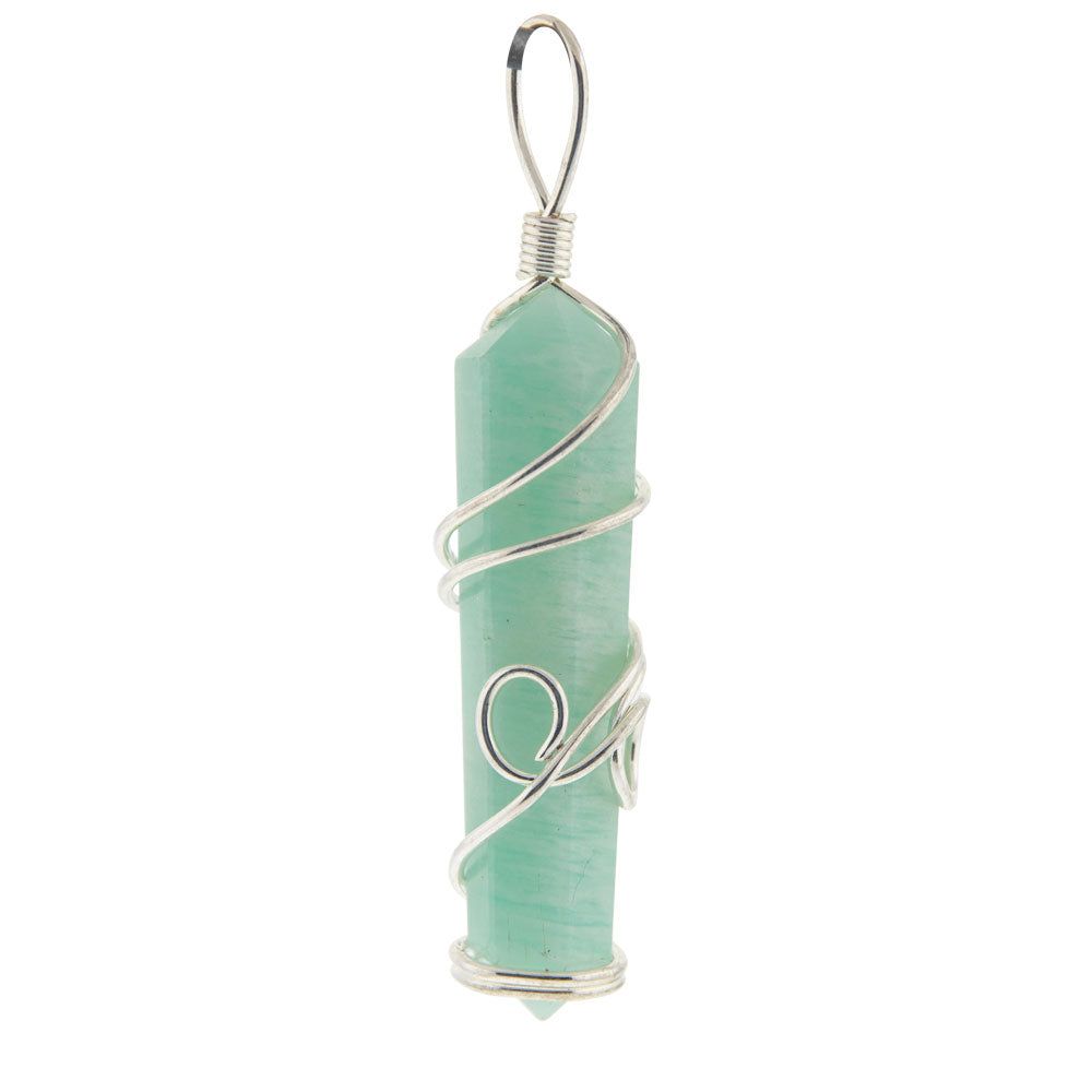 2&quot; Wire Wrapped Point Pendant - Amazonite (Assorted Design), SKU KH-99455, UPC 700317357230