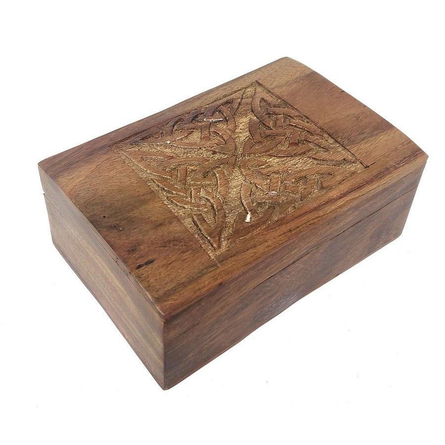 4&quot; x 6&quot; Carved Wood Box with Latch - Celtic, SKU B46CELC, UPC 700317314431