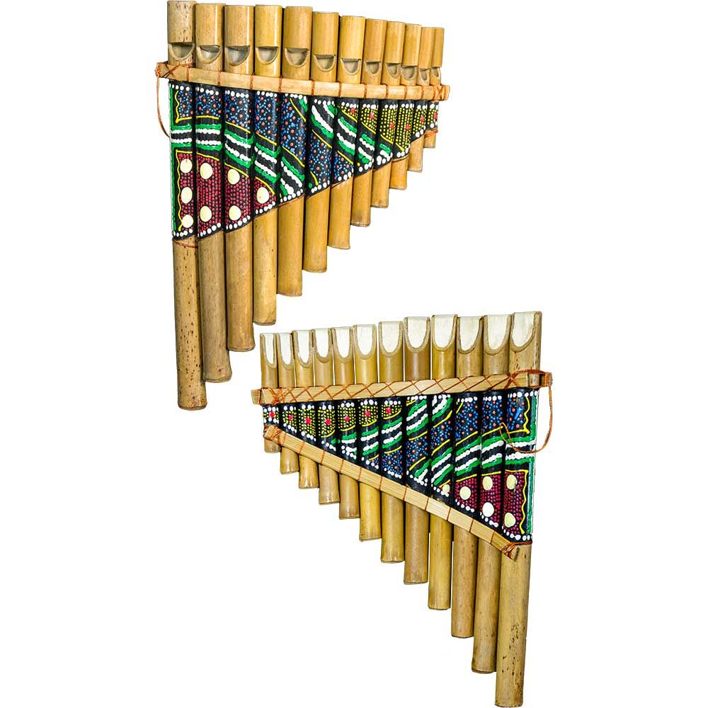 4.5&quot; Bamboo Pan Hand Painted Dot Design Flute, SKU KH-31293, UPC 700317389569
