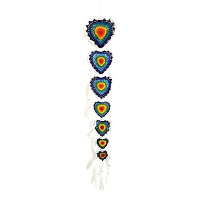 61&quot; Dream Catcher - Chakra Rainbow Hearts, SKU S05-DC89, UPC 700317375340