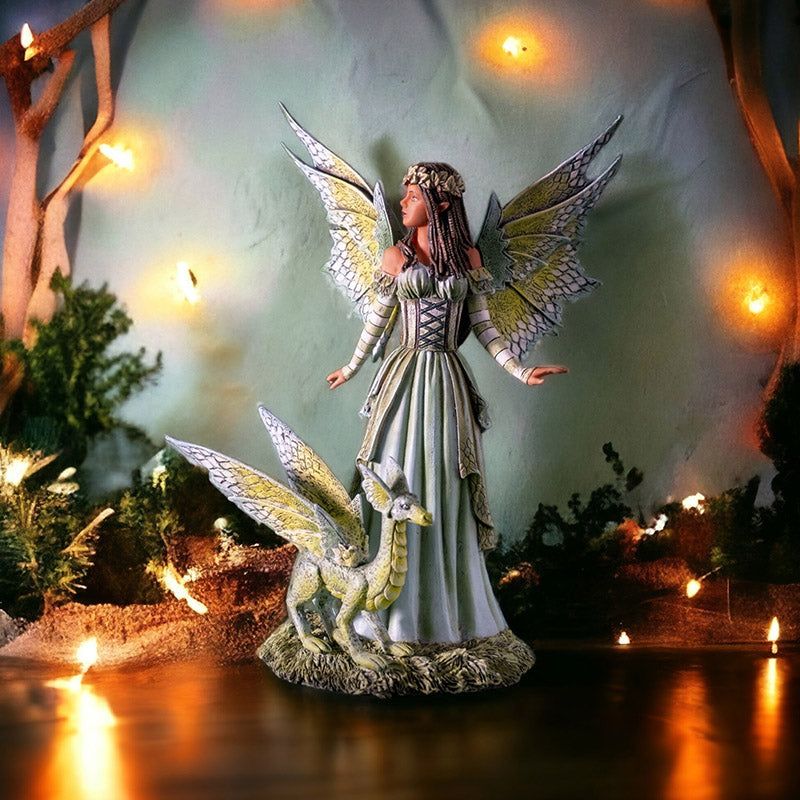 8&quot; Jewel of the Forest Fairy with Dragon Statue, SKU PG-15470, UPC 700317356332