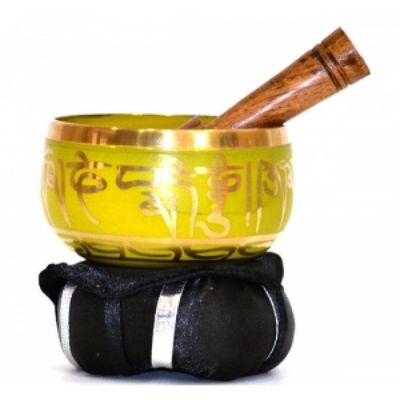 3&quot; Tibetan Singing Bowl with Cushion - Yellow, SKU G02-SB3-Y, UPC 700317371021
