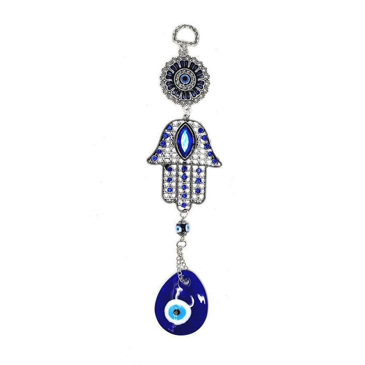 9.5&quot; Evil Eye Talisman - Hamsa Hand Mandala with Evil Eye, SKU QQ066-TKE-18, UPC 700317384649