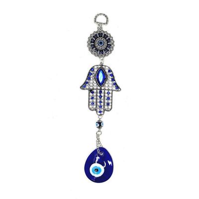9.5&quot; Evil Eye Talisman - Hamsa Hand Mandala with Evil Eye, SKU QQ066-TKE-18, UPC 700317384649