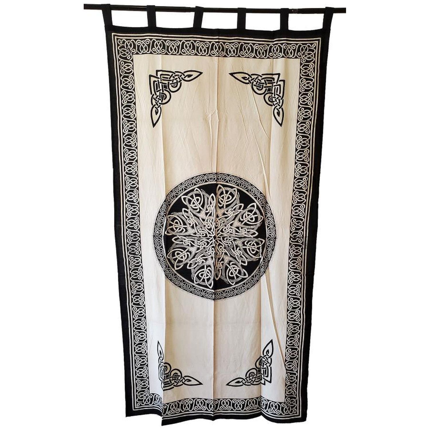 44&quot; x 88&quot; Celtic Knot White Cotton Curtain, SKU SC77-KMW, UPC 700317308867