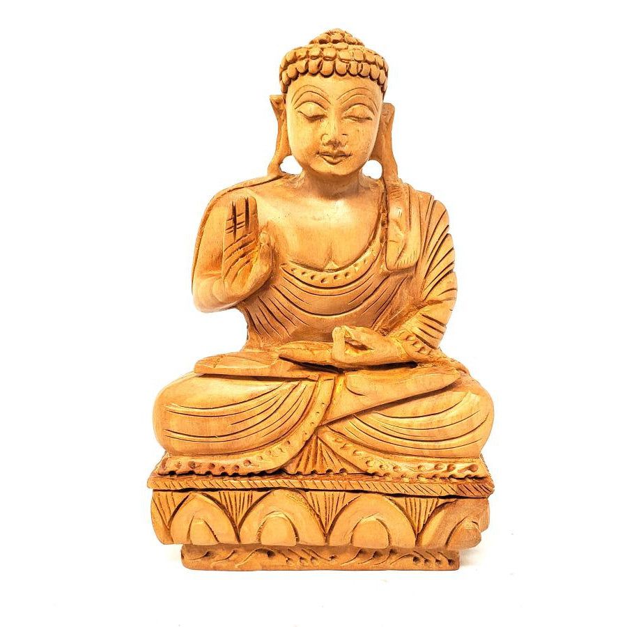 6&quot; Meditation Buddha Hand Carved Wood Statue, SKU KWS-02, UPC 700317303756