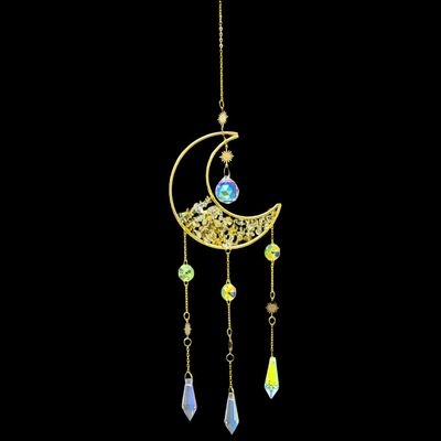 17&quot; Sun Catcher - Crescent Moon with Citrine, SKU SCWH-17, UPC 700317417576