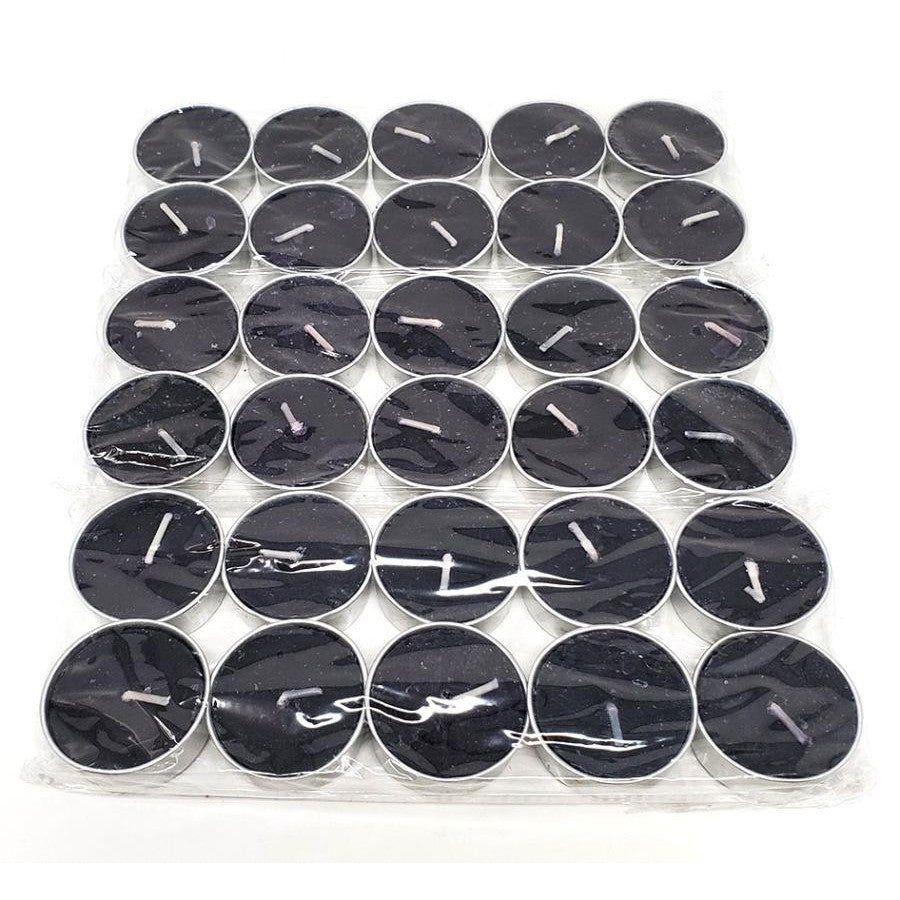 Tealight Candles - Unscented Black (Pack of 30), SKU T02-06-TL-30-Black, UPC 700317385196