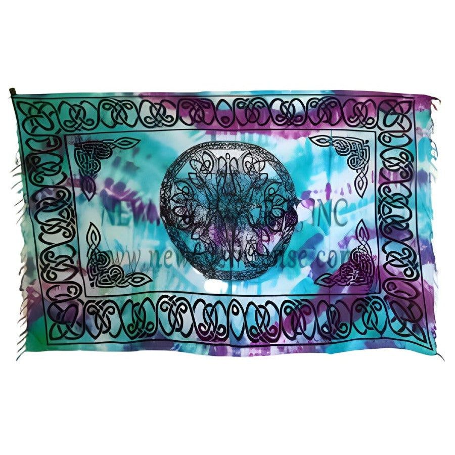 44&quot; x 72&quot; Knot Mandala Tie Dye Tapestry, SKU SC78-KM, UPC 700317379843