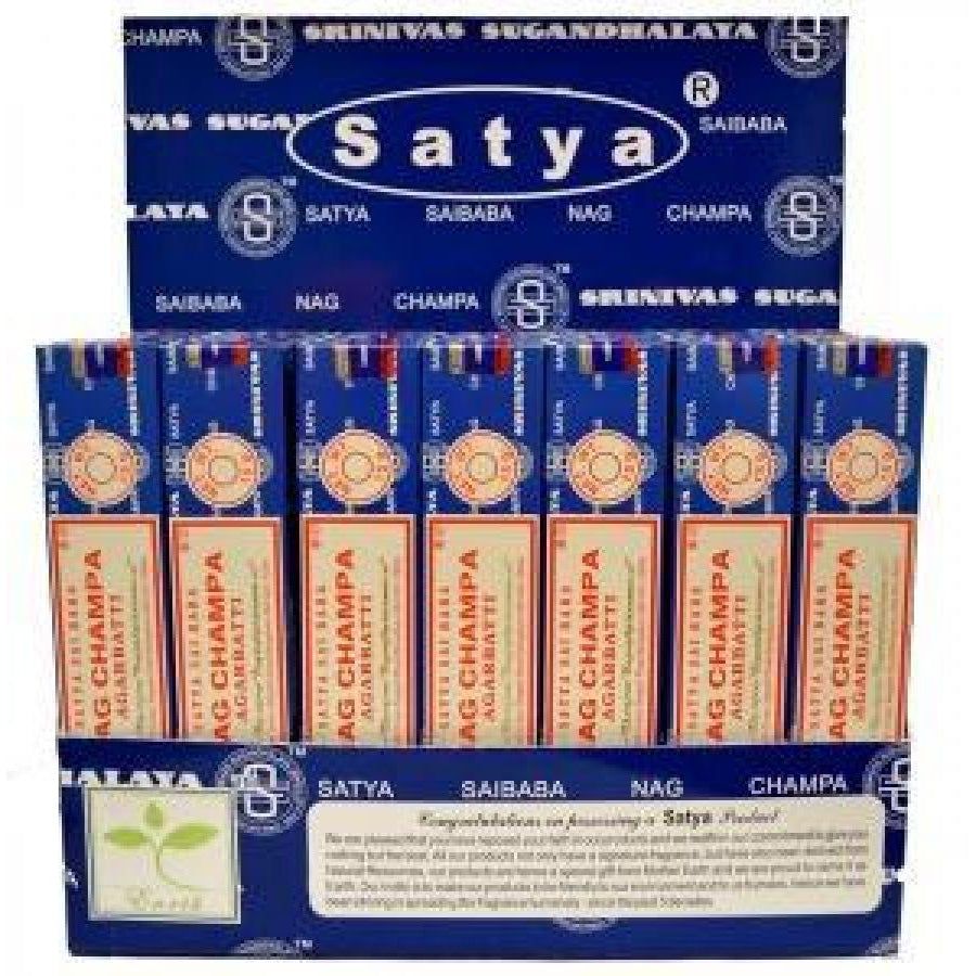Satya Nag Champa 15 grams in Display (42 Packs of 15 gram), SKU Nagchampa-42pack-display, UPC 70031…