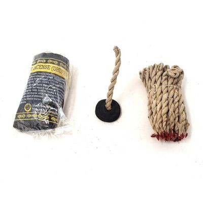 Tibetan Rope Incense with Burner - Vajra Frankincense (35-45 Ropes), SKU TI-VajraFrankincense, UPC …
