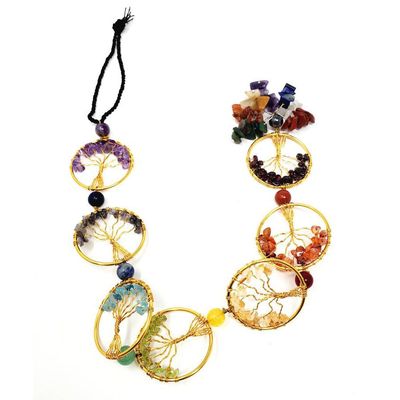 12&quot; Tree of Life Chakra Chips Hanging Decor, SKU I02-123-WH-F, UPC 700317385851