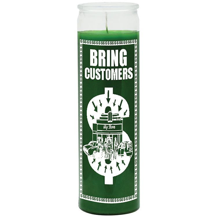 7 Day Glass Candle Bring Customers - Green, SKU WP-575-534, UPC 700317392330