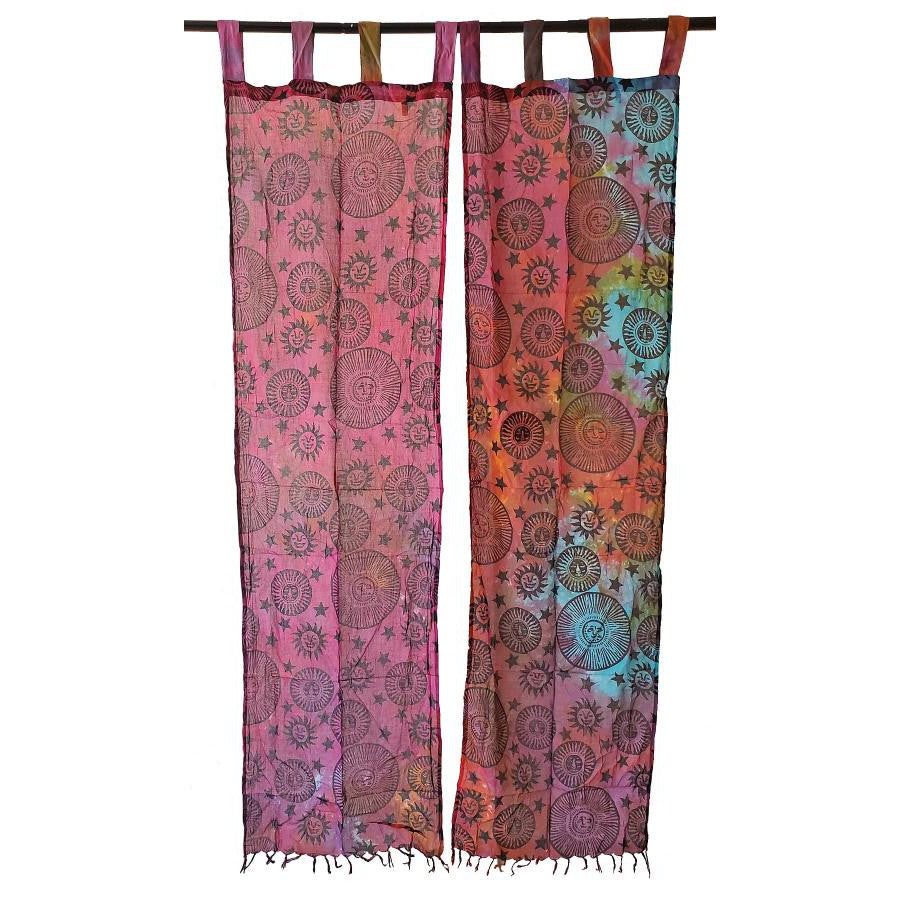 22&quot; x 72&quot; Suns &amp; Stars Tie Dye Cotton Curtain (Set of 2), SKU T04-04-SC80-SS, UPC 700317385097