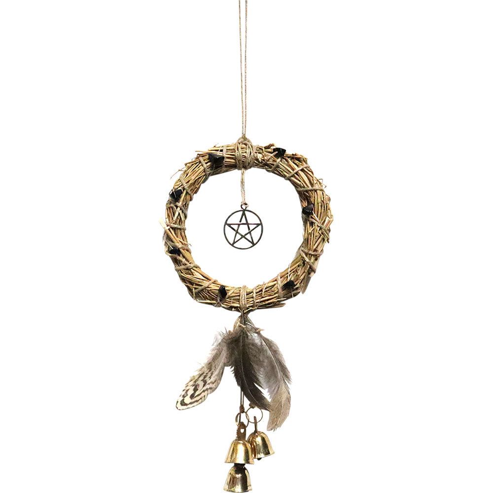 7&quot; Protection Wreath with Bells - Pentacle, SKU KH-30289, UPC 700317391685