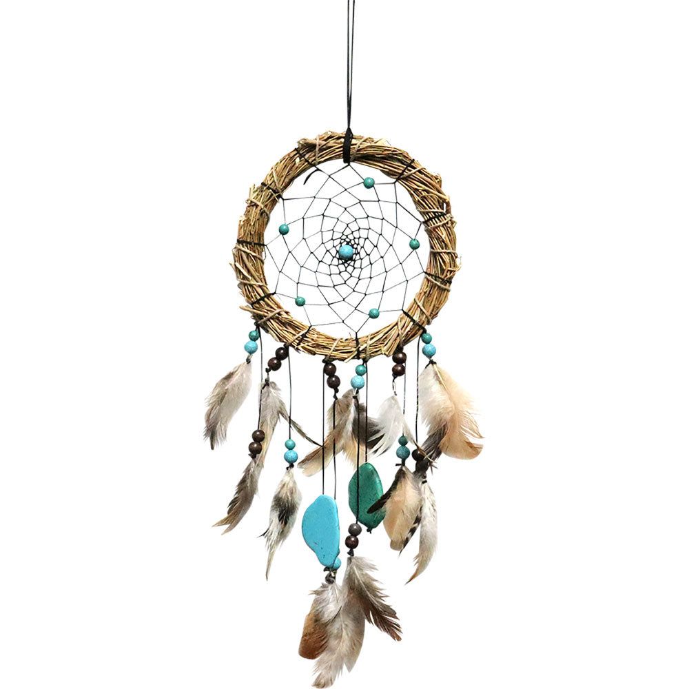 12&quot; Dream Catcher - Wreath with Green &amp; Blue Howlite, SKU KH-30288, UPC 700317373421