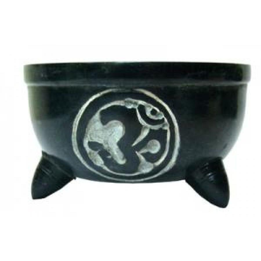 4&quot; Om Carved Charcoal Burner / Smudge Pot, SKU SOB34, UPC 700317304203