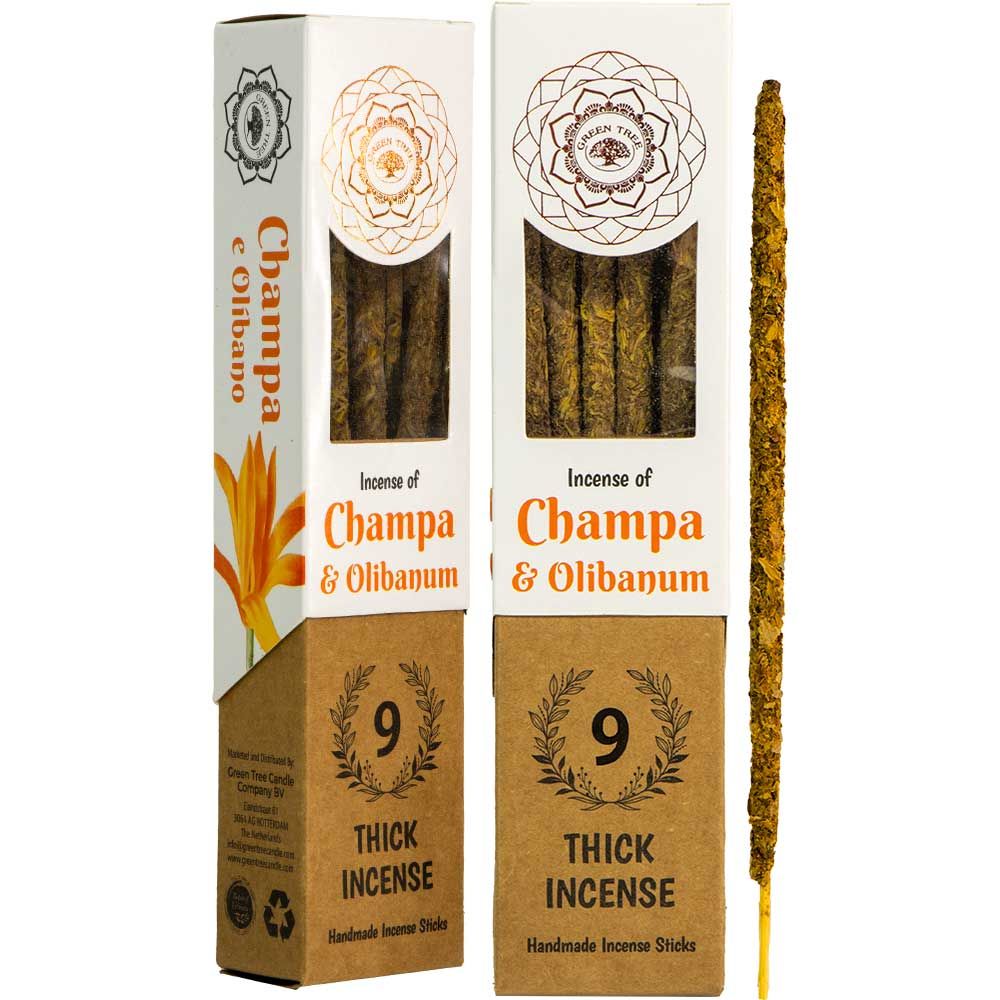 Green Tree Botanical Incense - Champa (9 Thick Sticks), SKU KH-73130, UPC 700317392262
