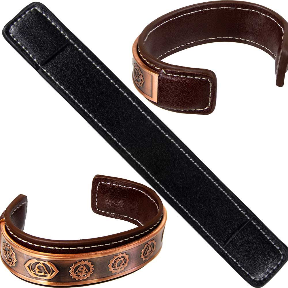 Vegan Leather Sleeve for Copper Cuff Bracelet - Black, SKU KH-95360, UPC 700317374046